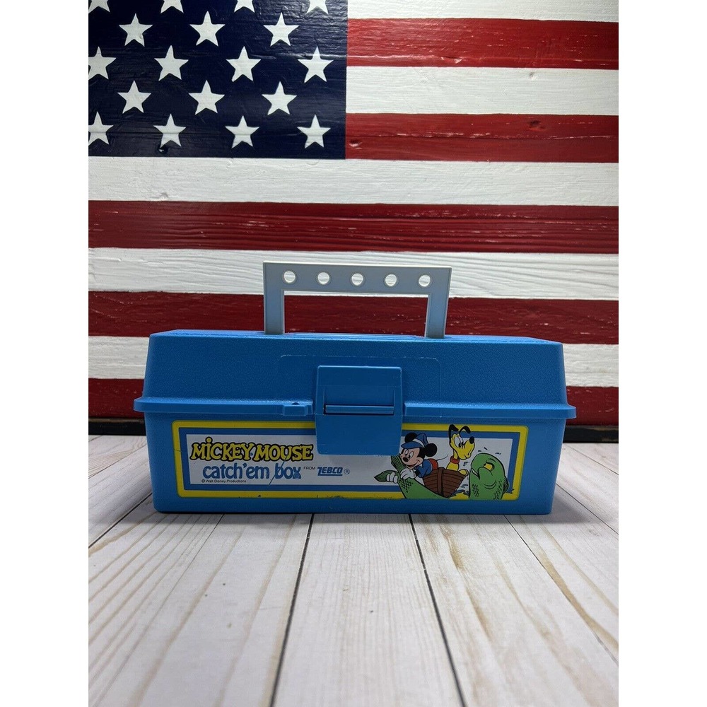 Vintage Disney Catch'em Fishing Box from Zebco Pluto Mickey Mouse Tackle Trout